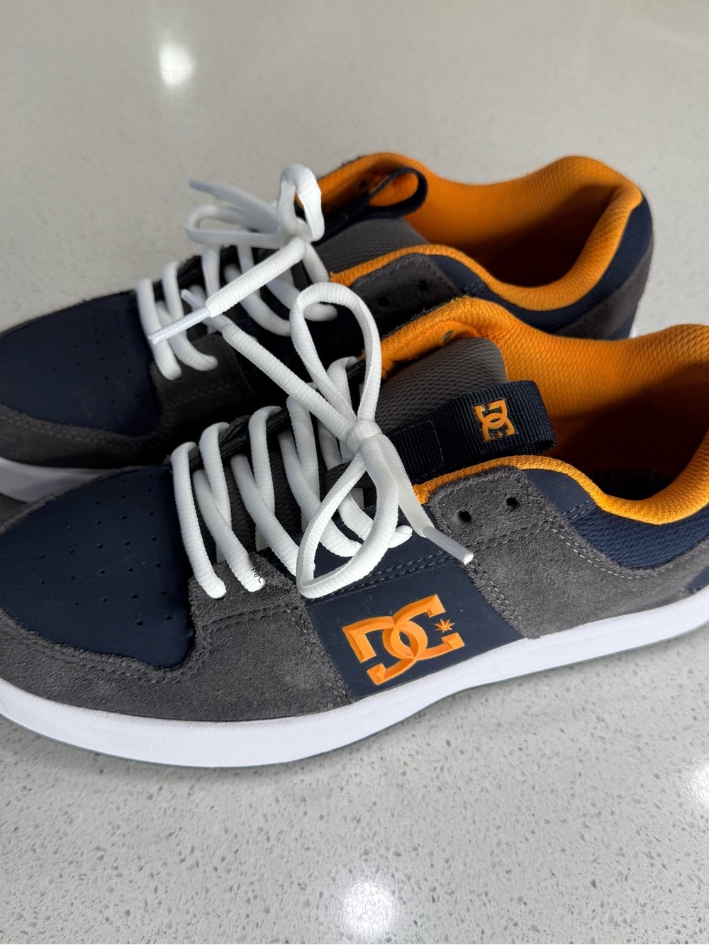 DC Lynx Zero Low-Top Skate Shoes in Navy, Gray & Orange insoles not included